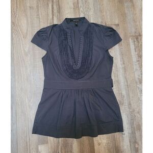 BCBG Maxazria Womens Sleeveless Blouse Tie Back Size XS Black Formal